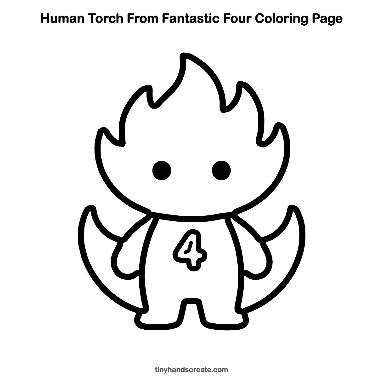 Free printable Human Torch from Fantastic Four coloring page for kids