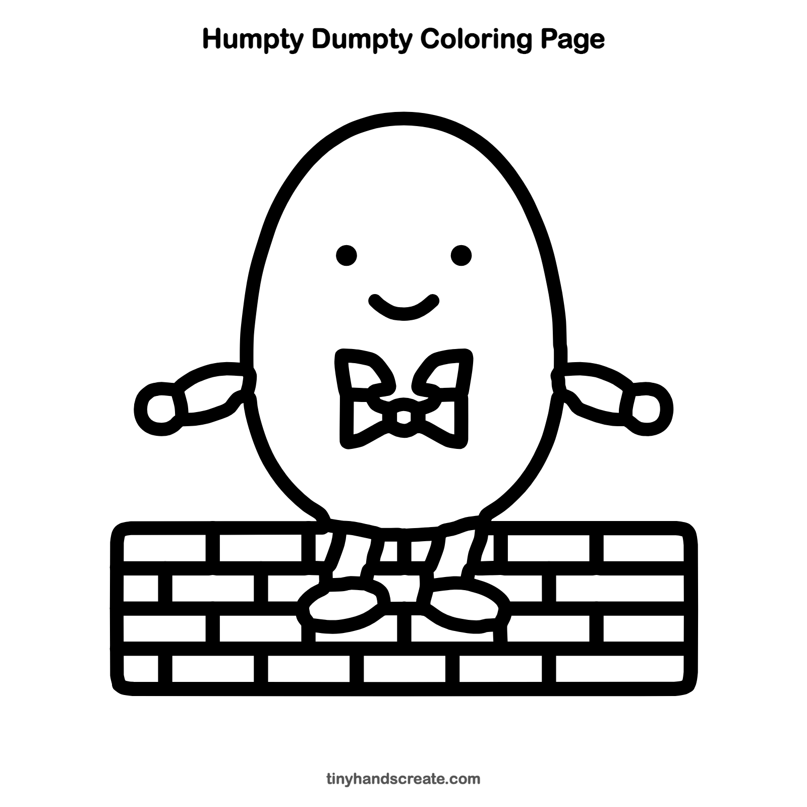 Free printable Humpty Dumpty coloring page for kids