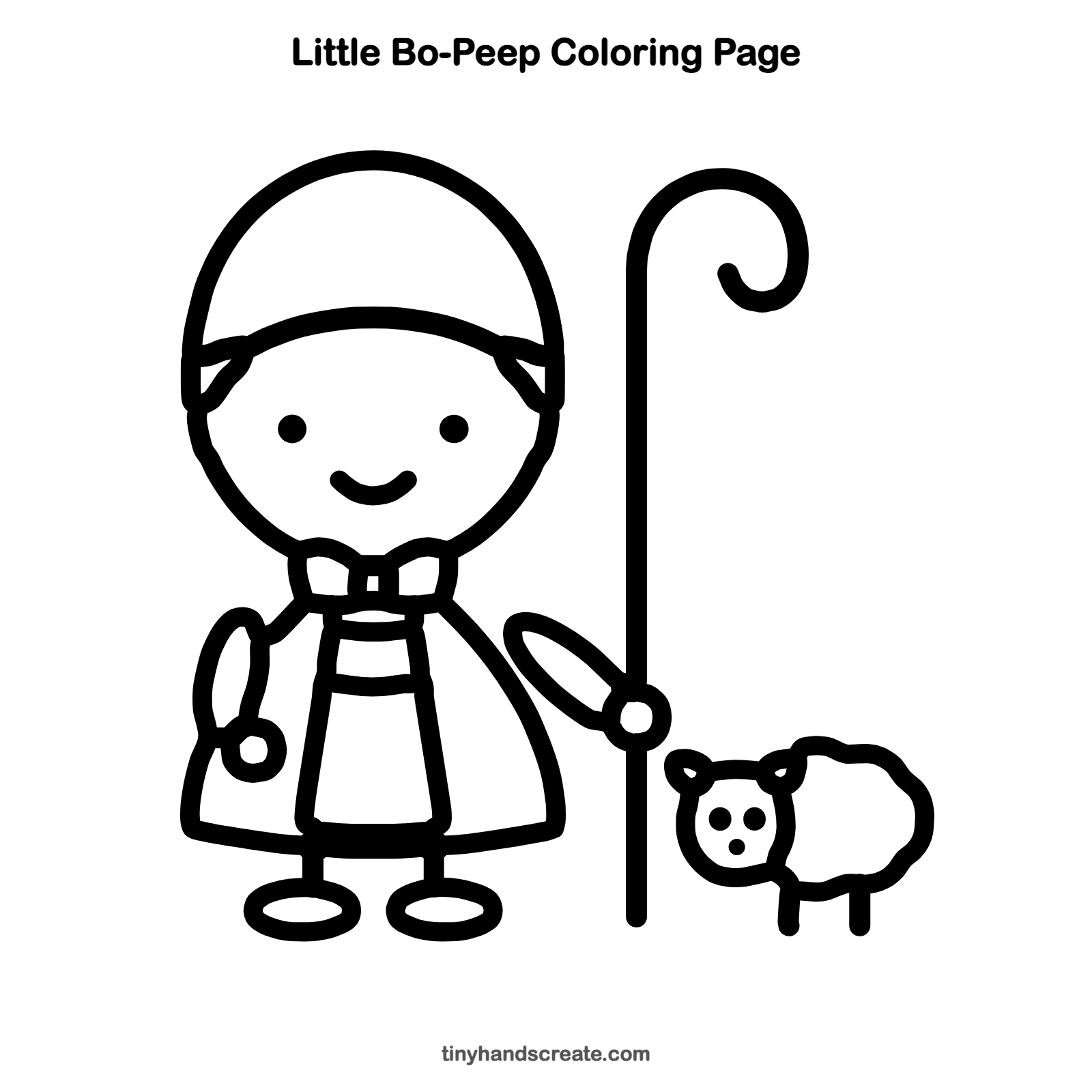 Free printable Little Bo-Peep coloring page for kids