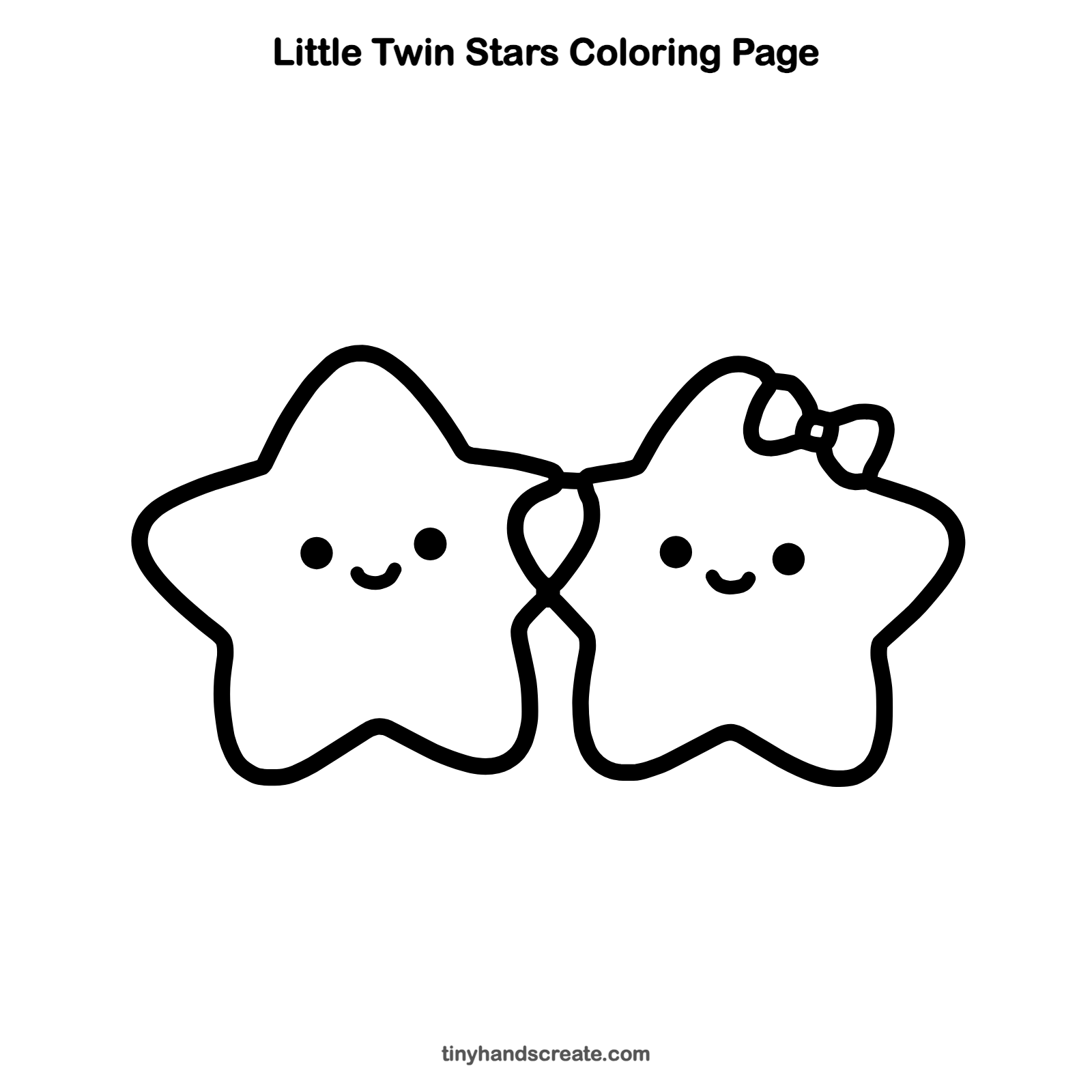 Free printable Little Twin Stars coloring page for kids