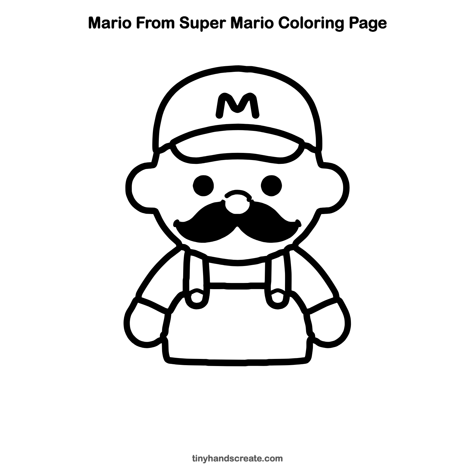 Free printable Mario from Super Mario coloring page for kids