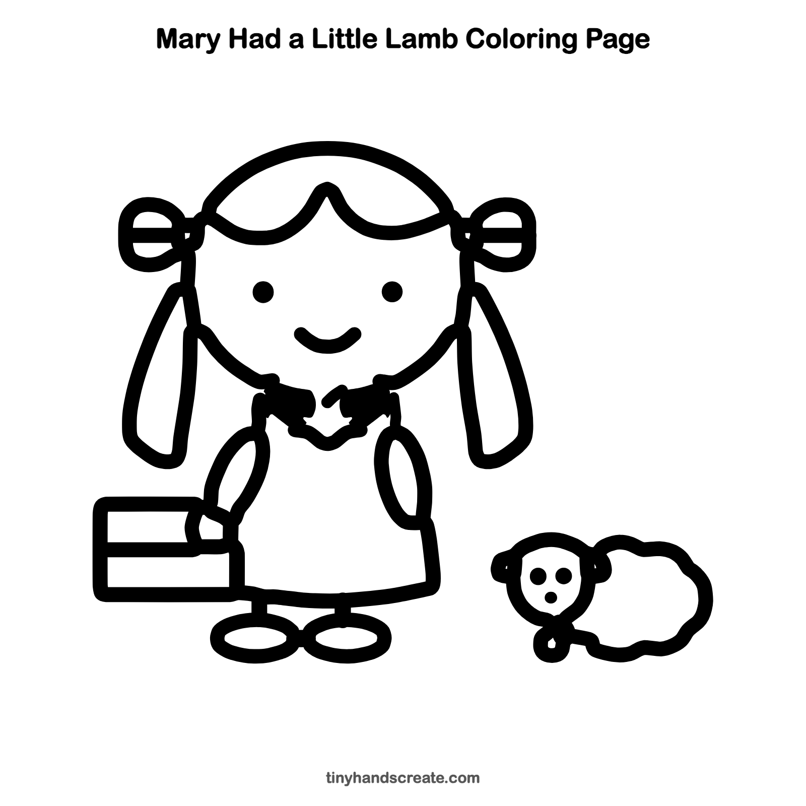 Free printable Mary had a little lamb coloring page for kids