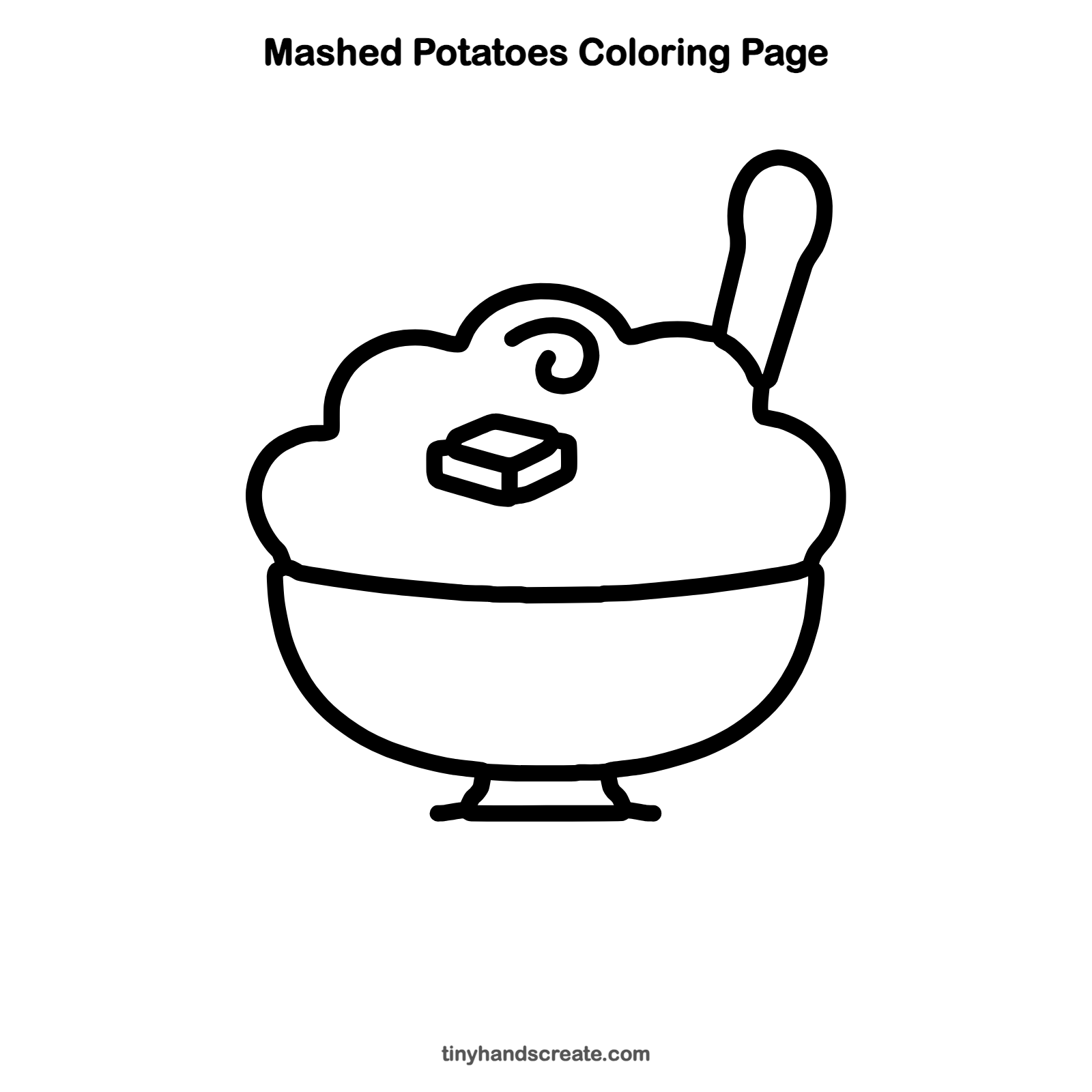 Free printable mashed potatoes coloring page for kids