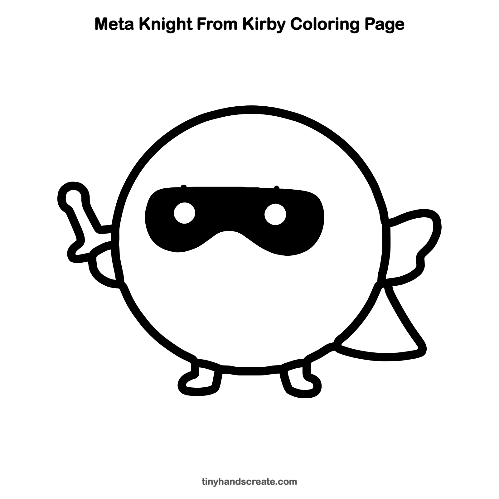 Free printable Meta Knight from Kirby coloring page for kids