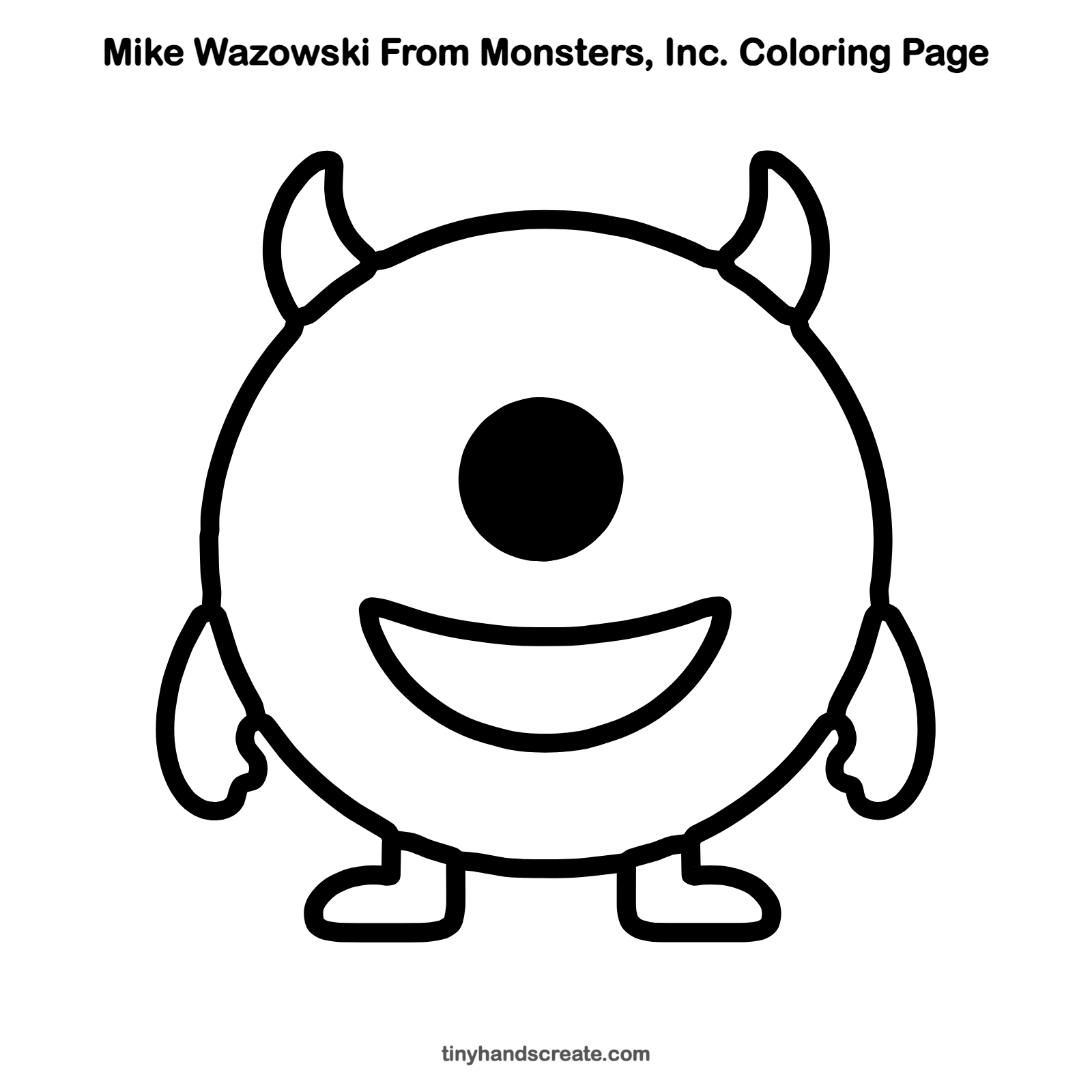 Free printable Mike Wazowski from Monsters, Inc. coloring page for kids