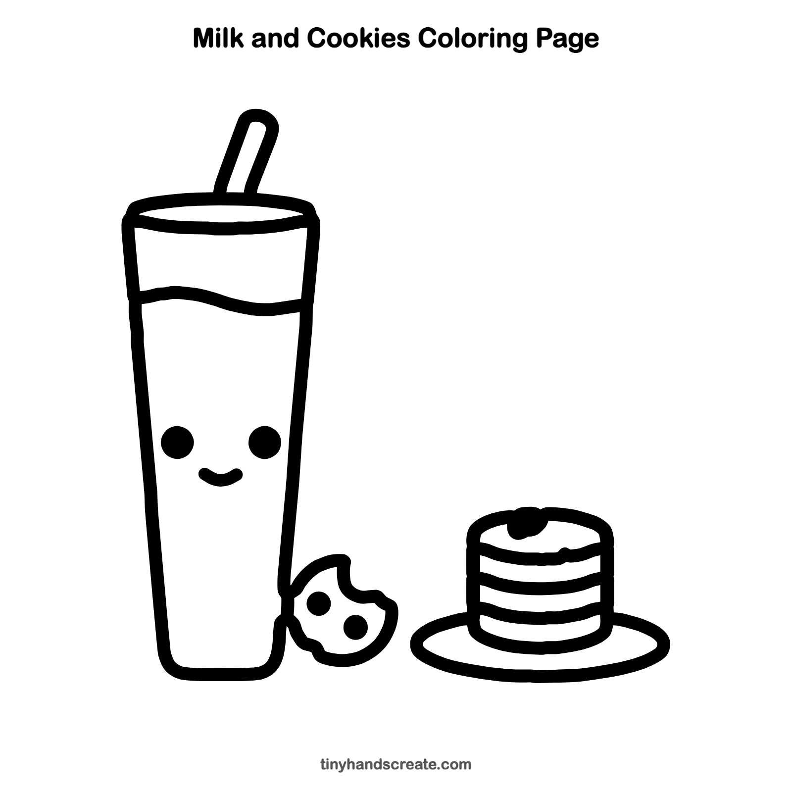Free printable milk and cookies coloring page for kids