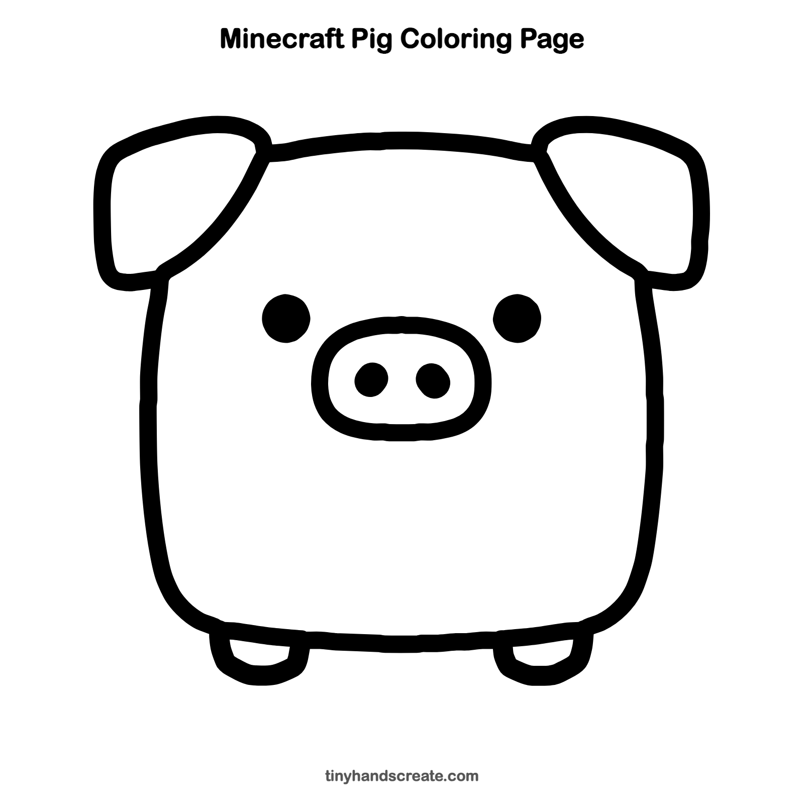 Free printable Minecraft Pig coloring page for kids