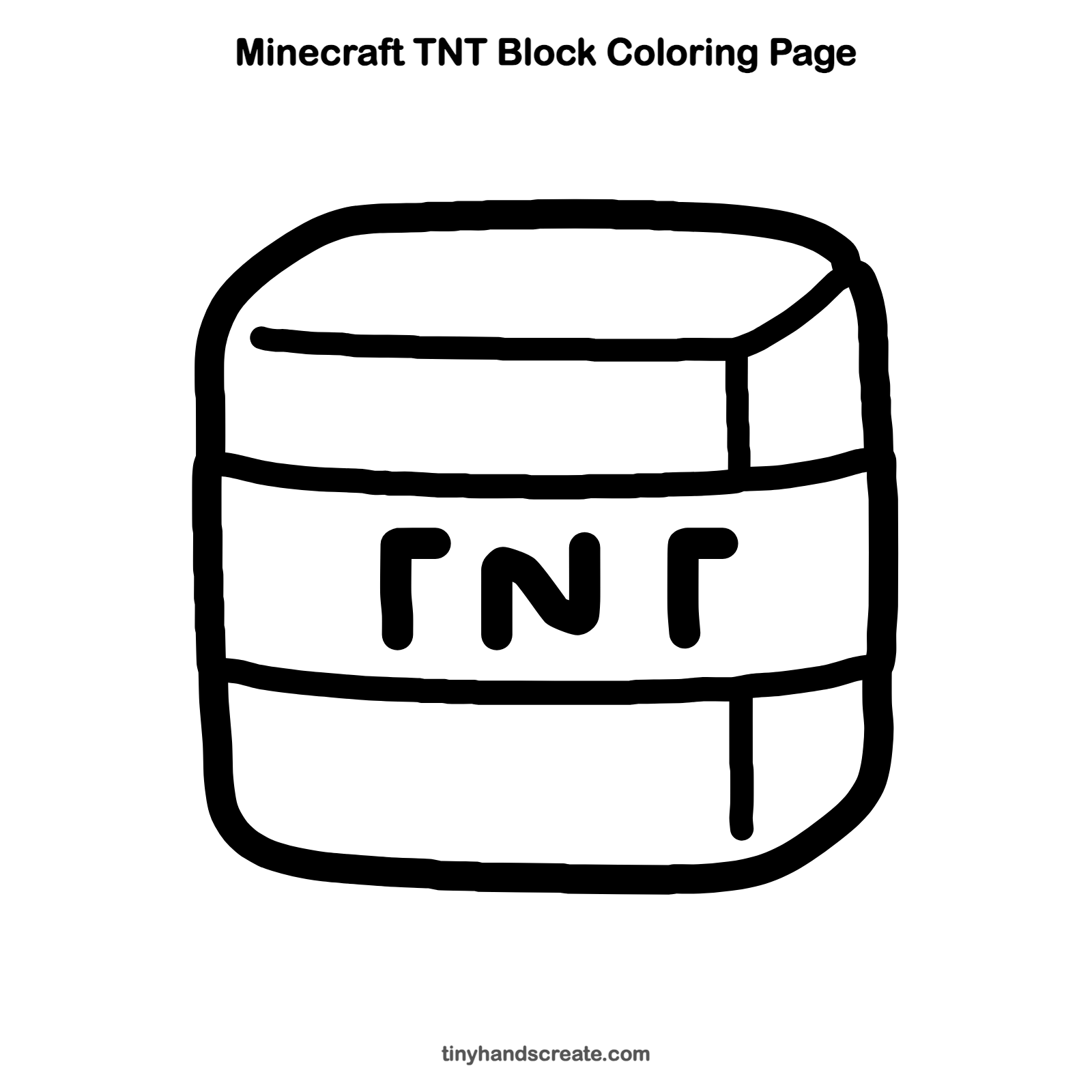 Free printable Minecraft TNT Block coloring page for kids