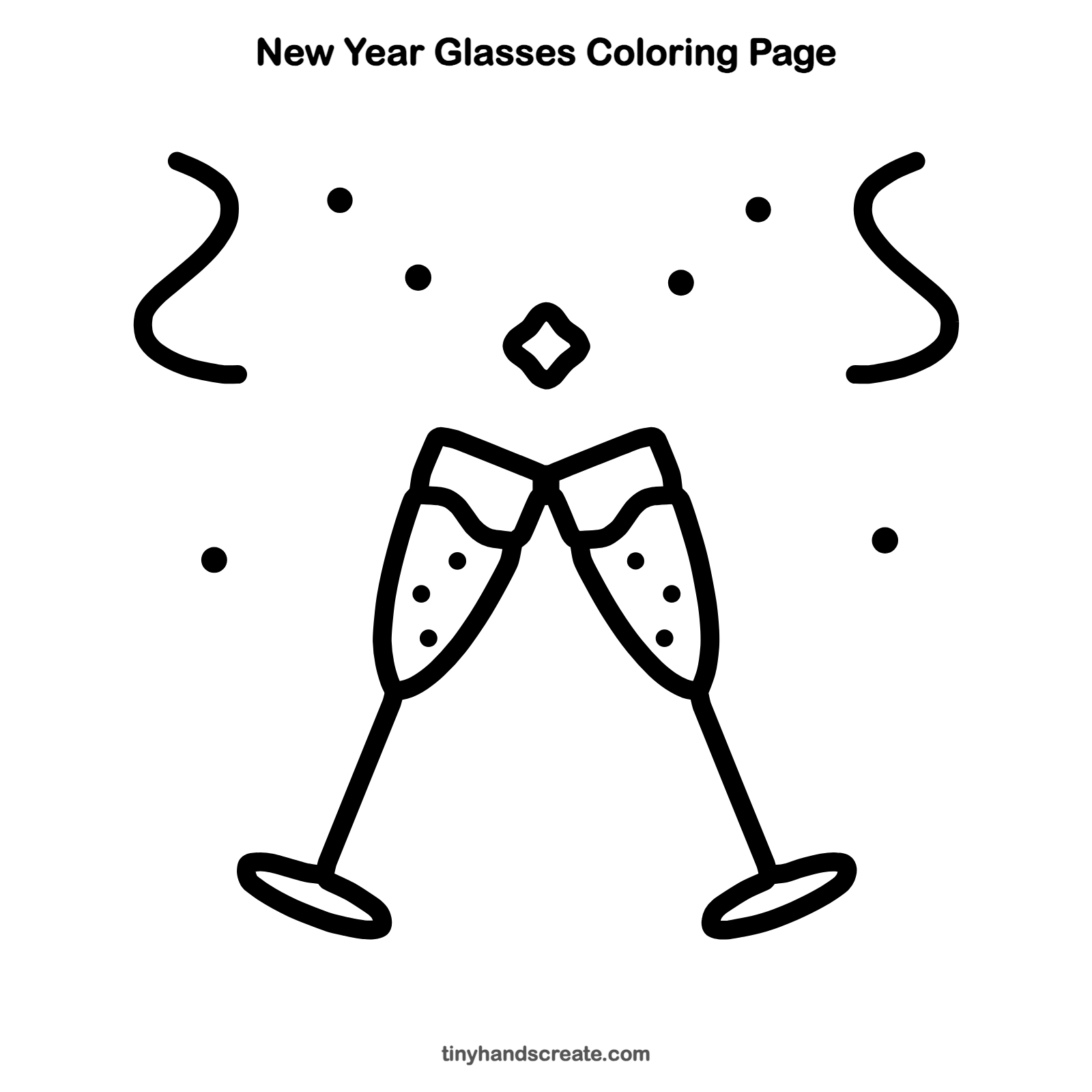 Free printable New Year glasses coloring page for kids
