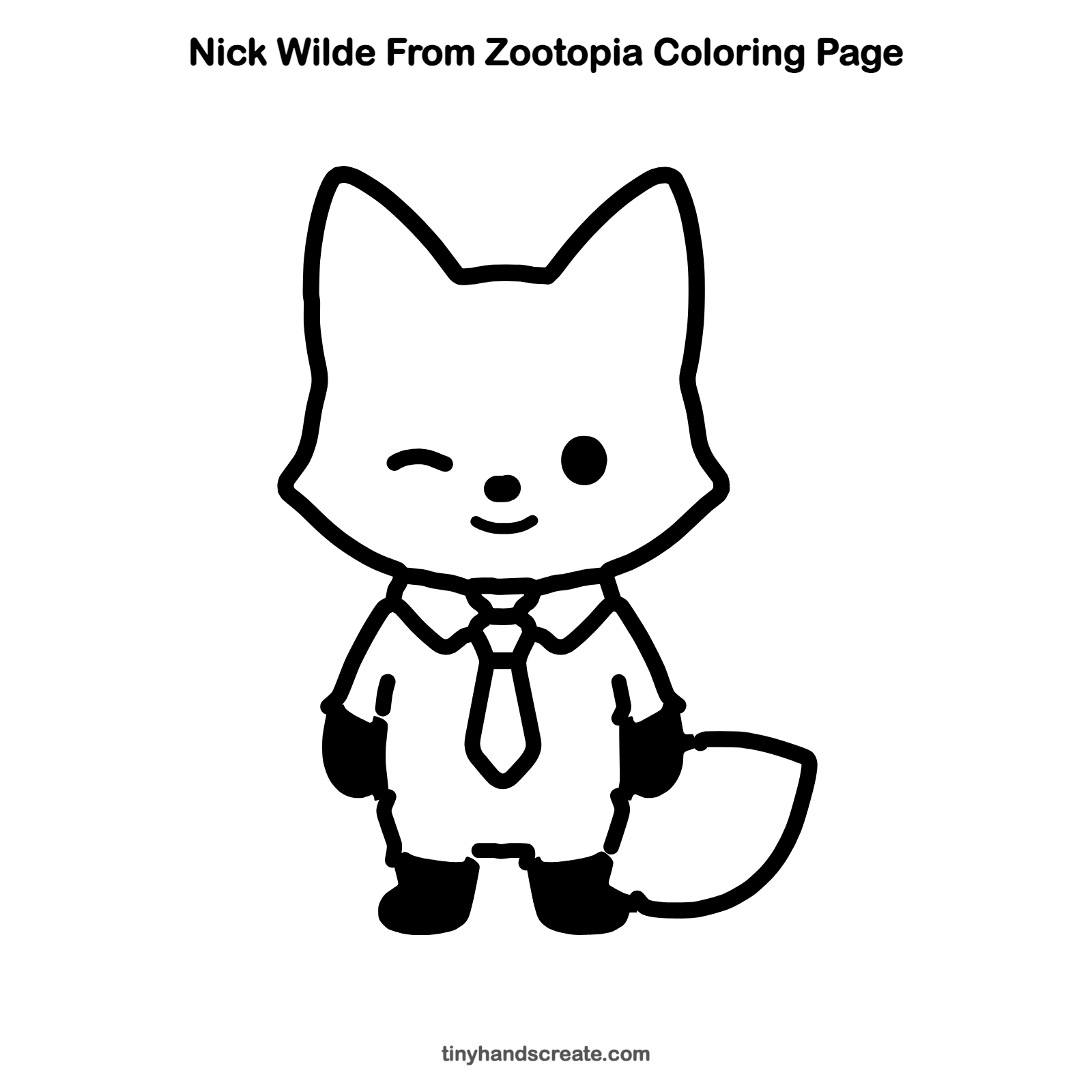 Free printable Nick Wilde from Zootopia coloring page for kids