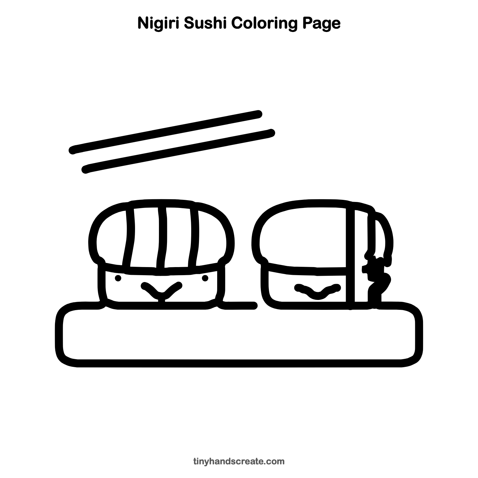 Free printable nigiri sushi coloring page for kids