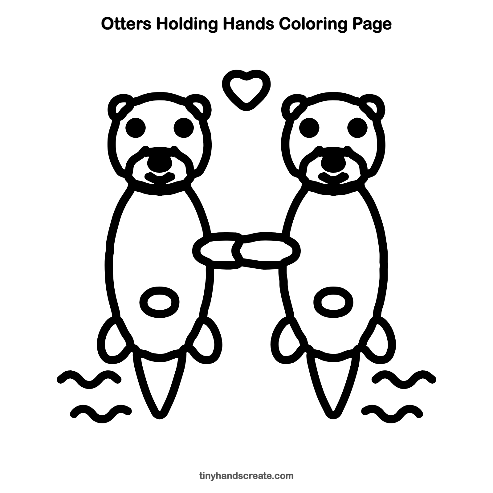 Free printable otters holding hands coloring page for kids