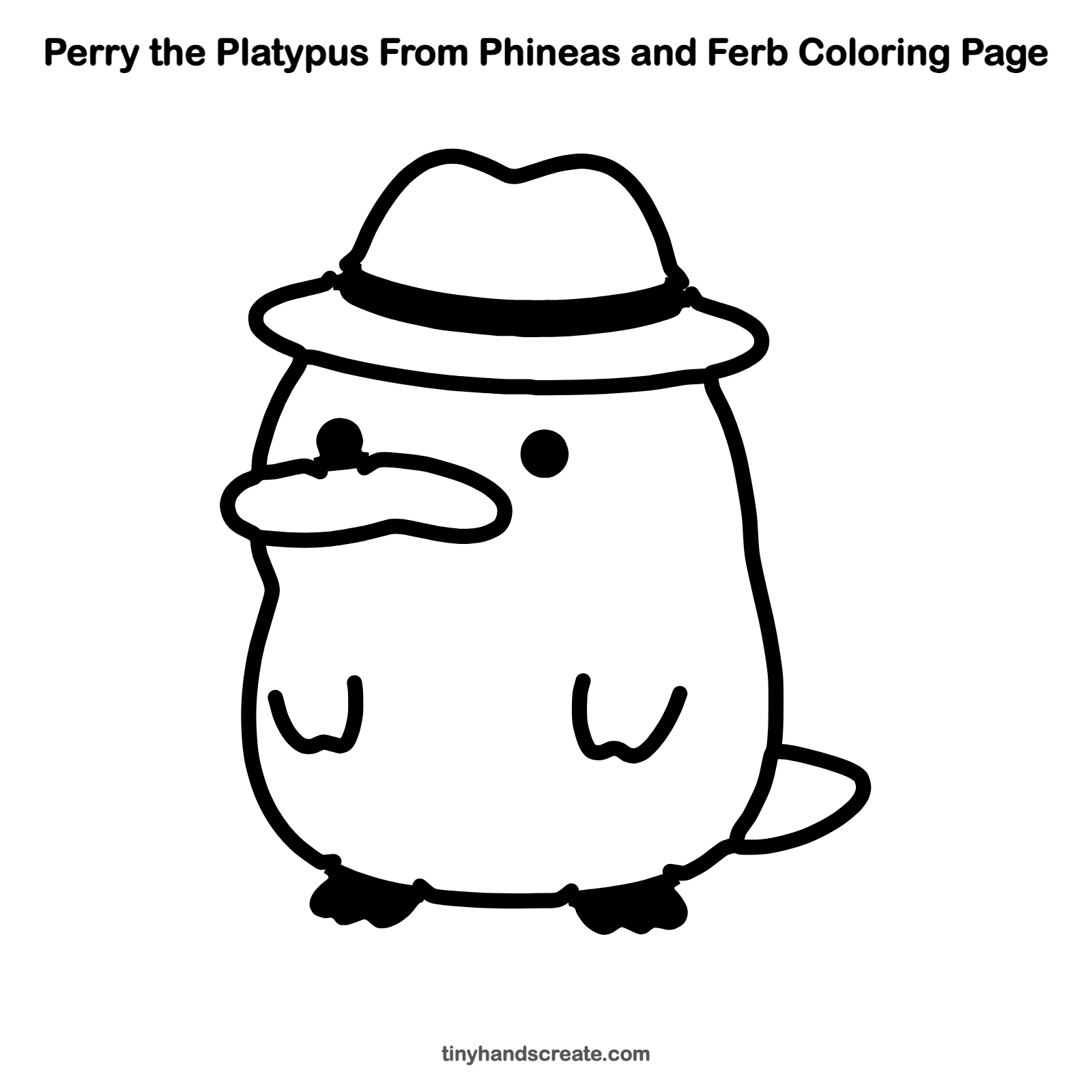 Free printable Perry the Platypus from Phineas and Ferb coloring page for kids