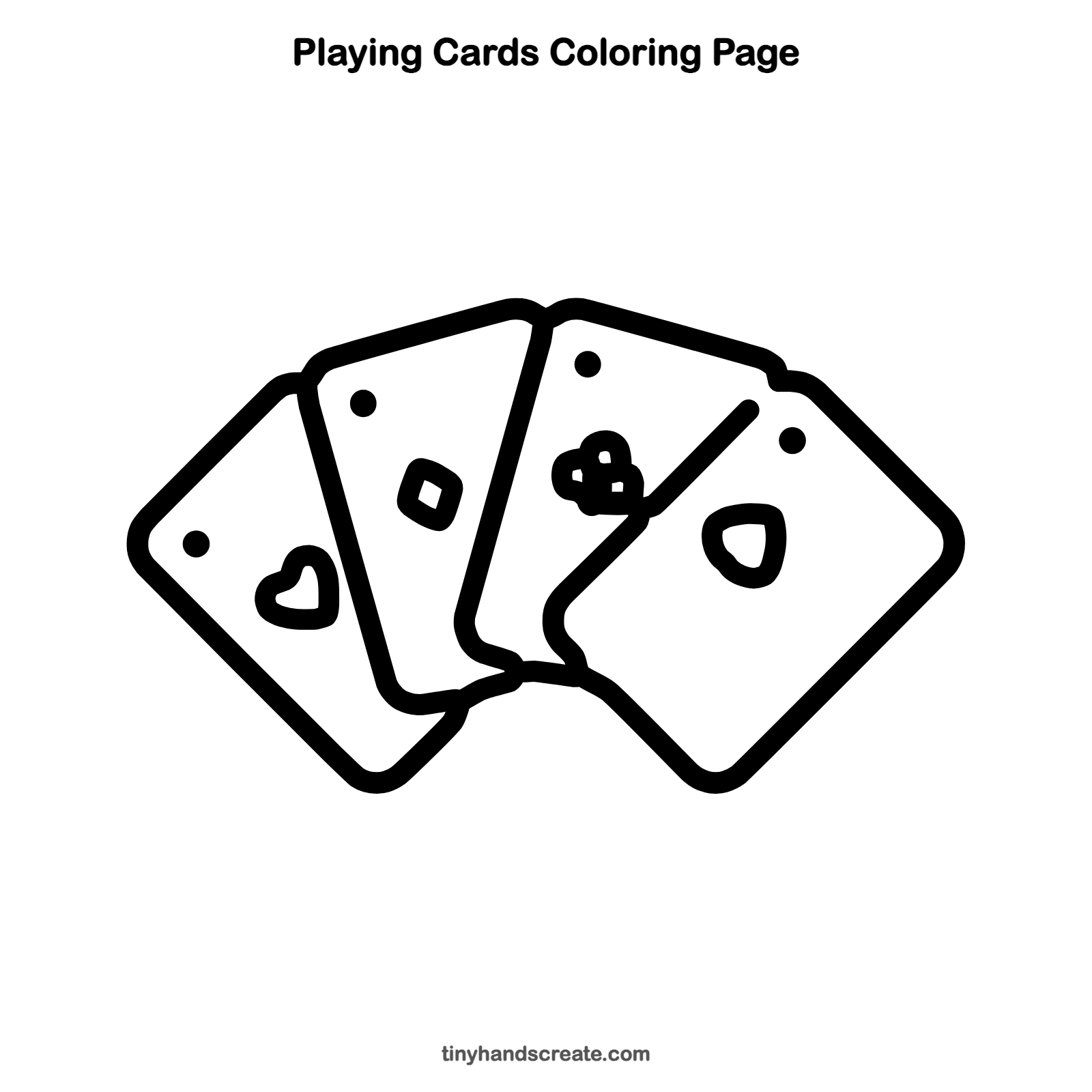 Free printable playing cards coloring page for kids