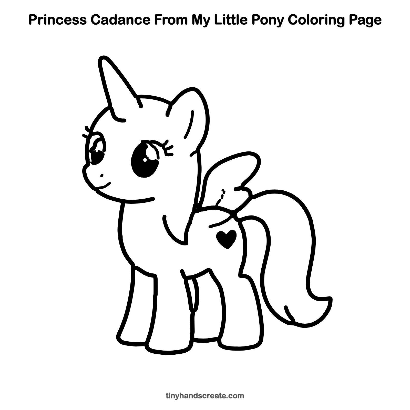 Free printable Princess Cadance from My Little Pony coloring page for kids