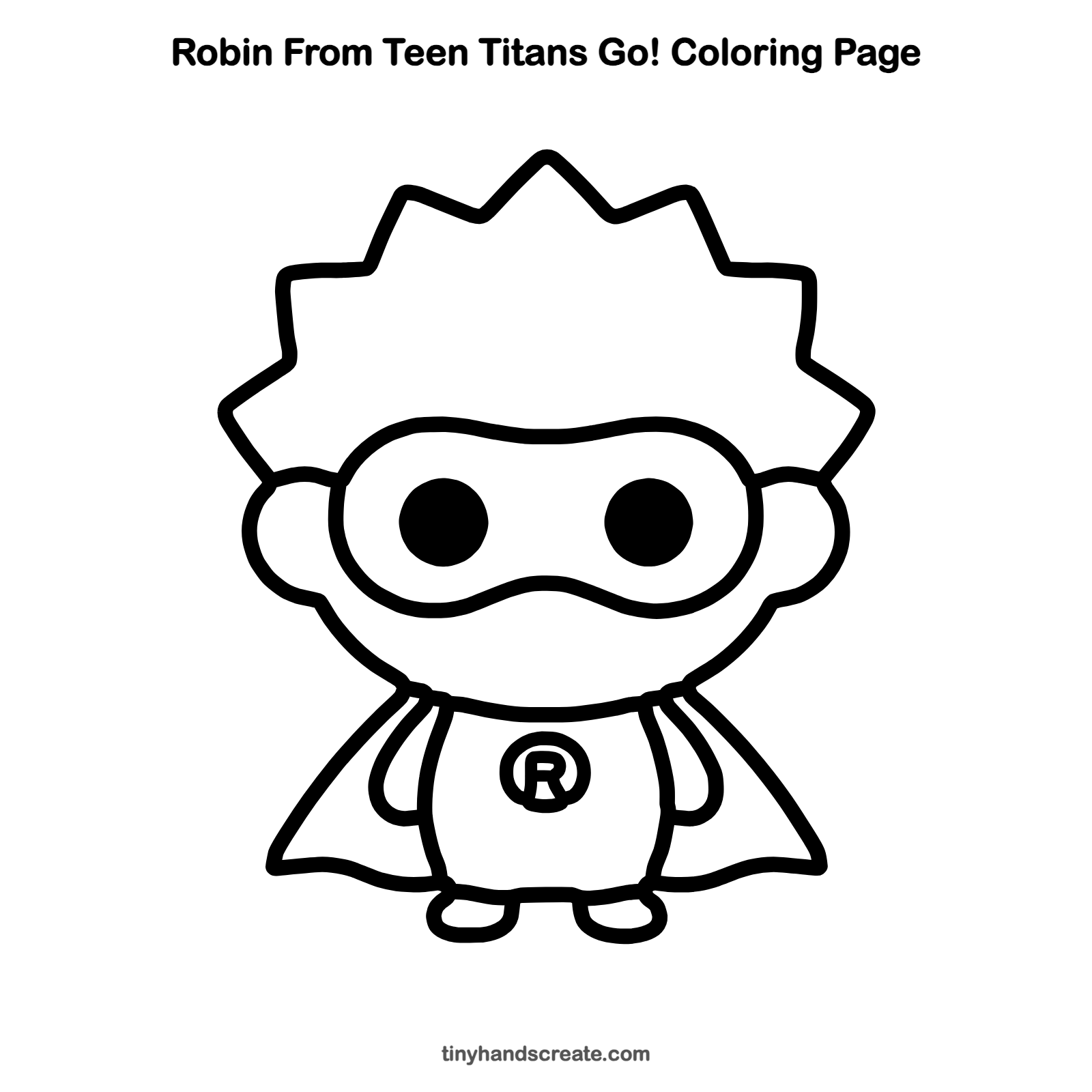 Free printable Robin from Teen Titans Go! coloring page for kids