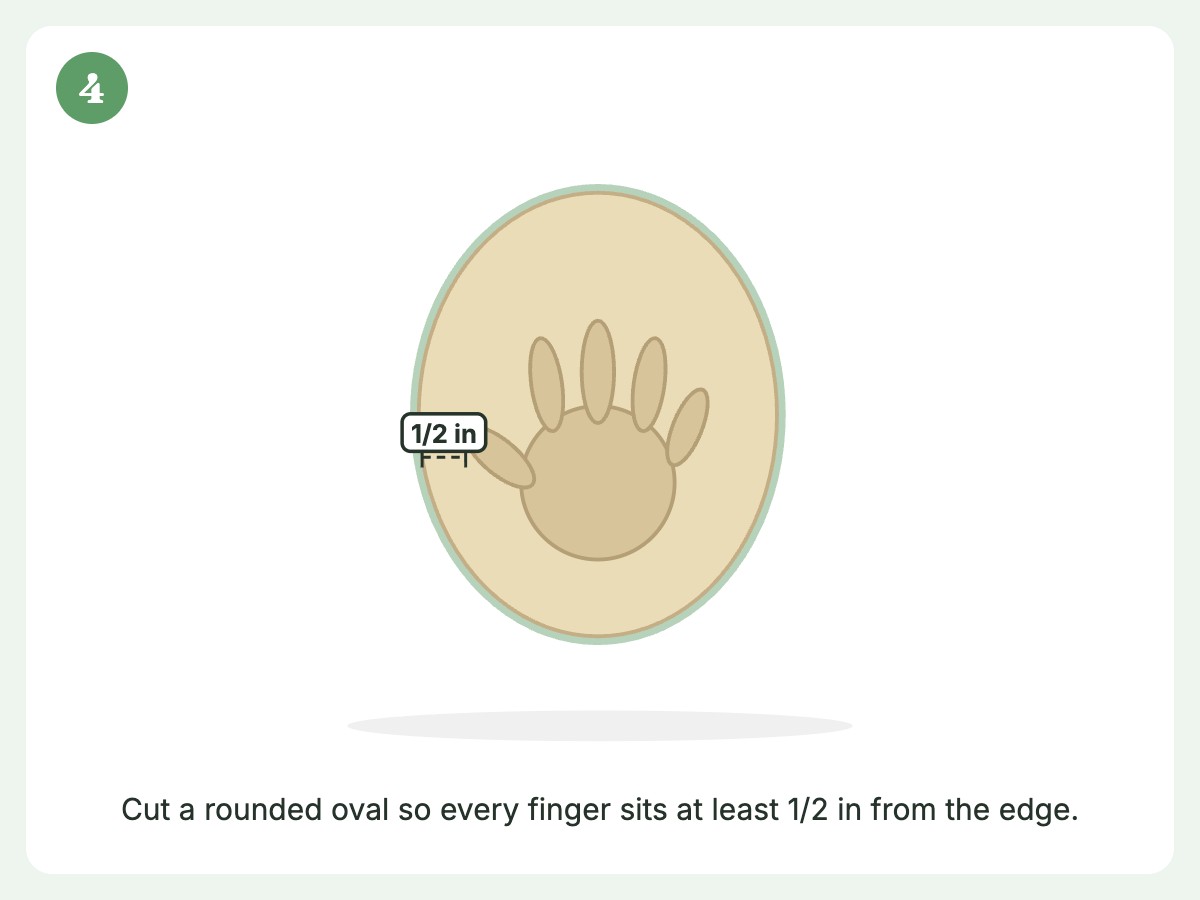 Step 4: Trim a rounded oval with at least 1/2 inch border around the print