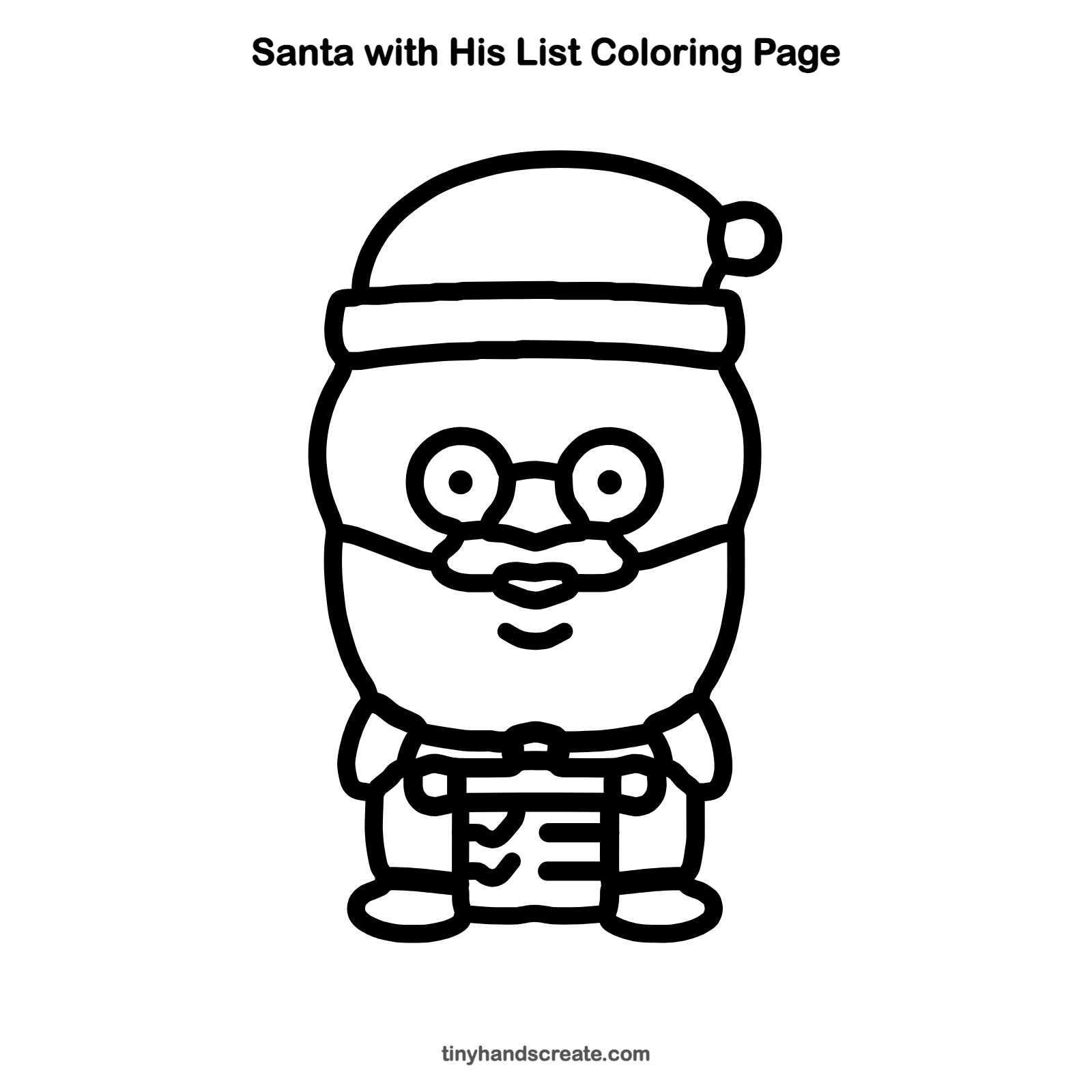 Free printable Santa with his list coloring page for kids