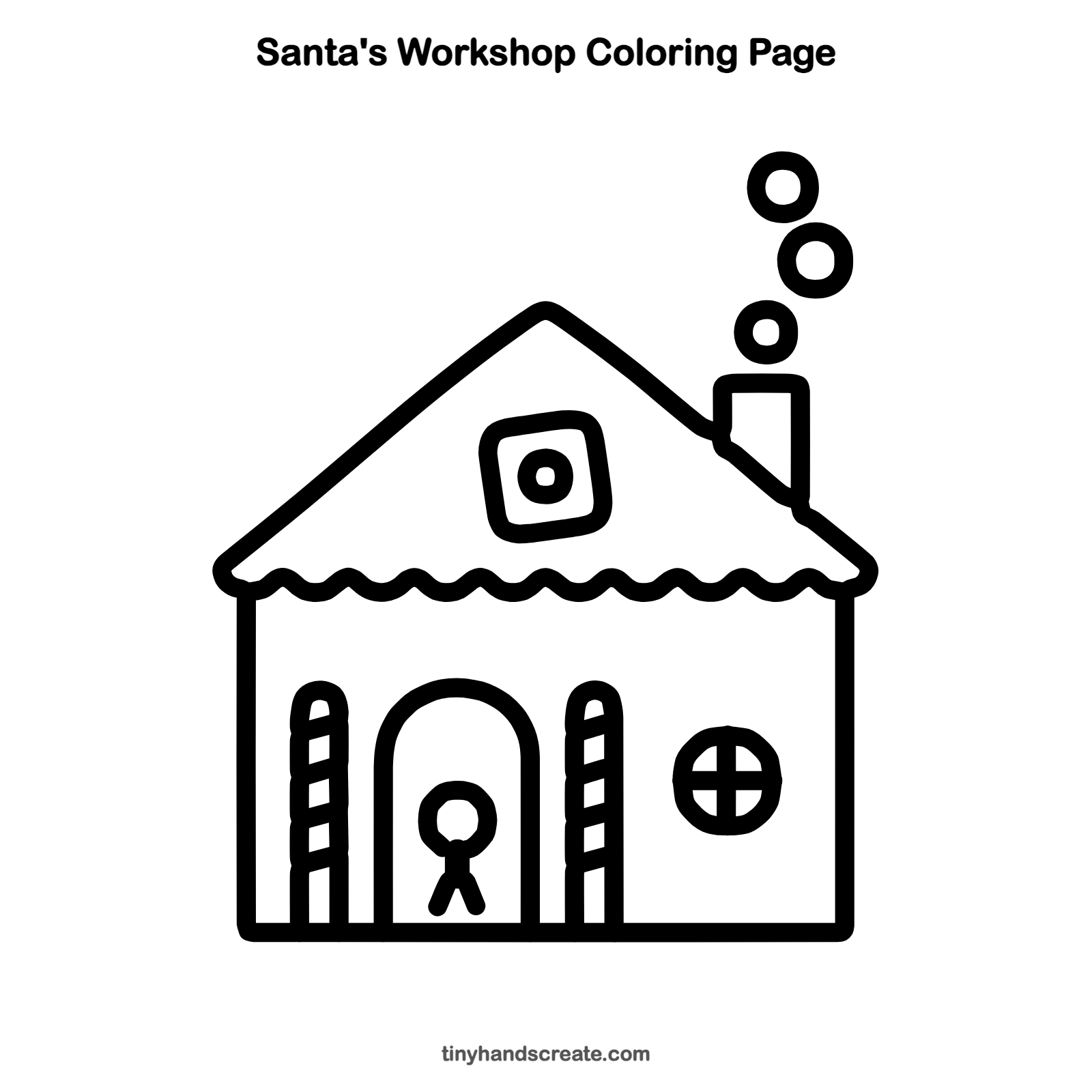 Free printable Santa's workshop coloring page for kids