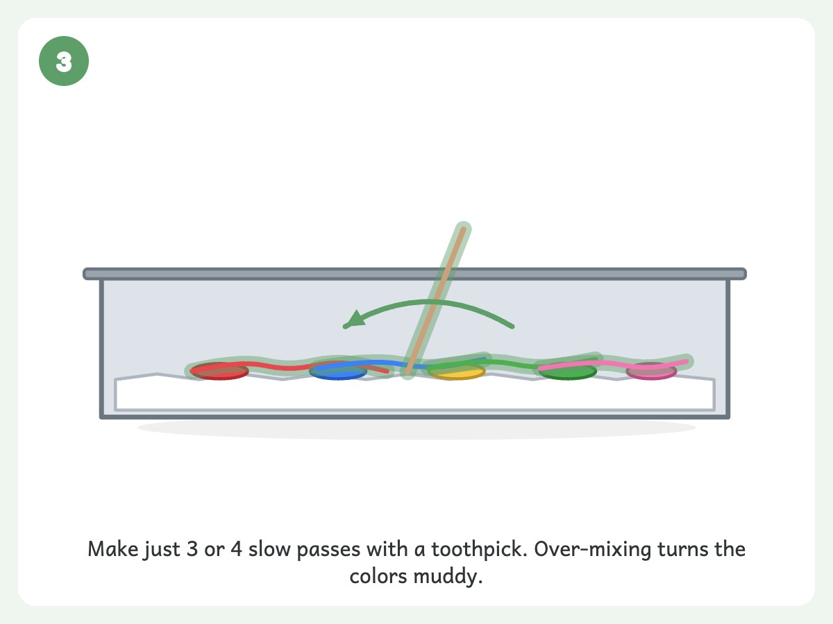 Step 3: Swirl gently with a toothpick