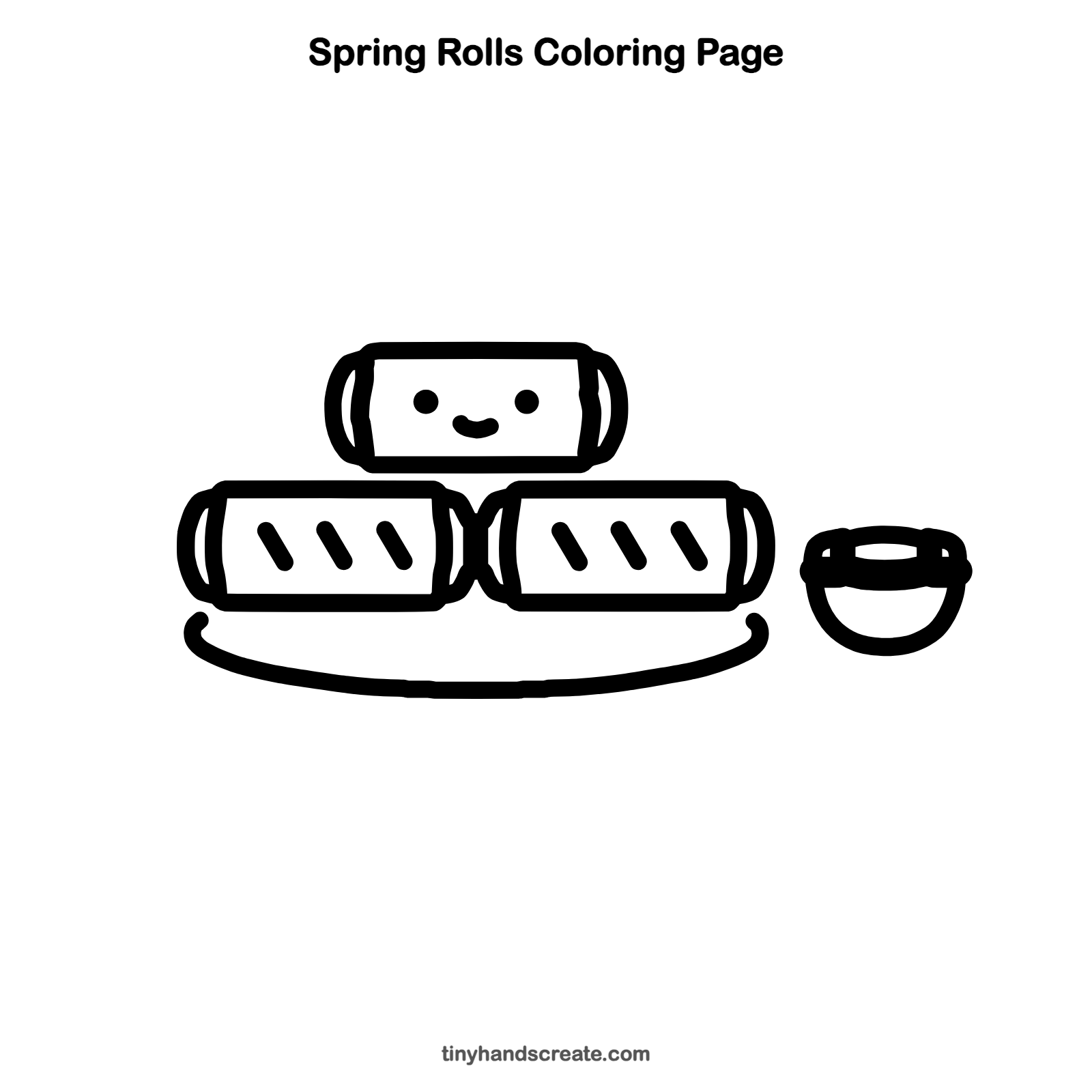 Free printable spring rolls coloring page for kids