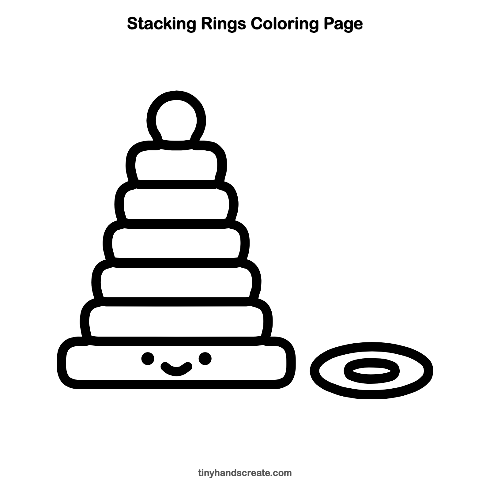 Free printable stacking rings coloring page for kids