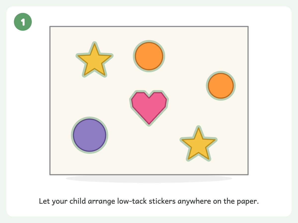 Step 1: Place stickers on watercolor paper