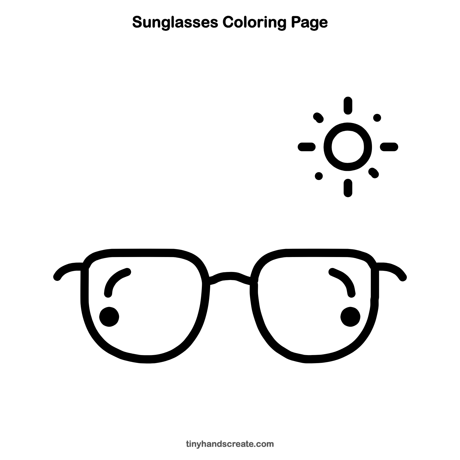 Free printable sunglasses coloring page for kids