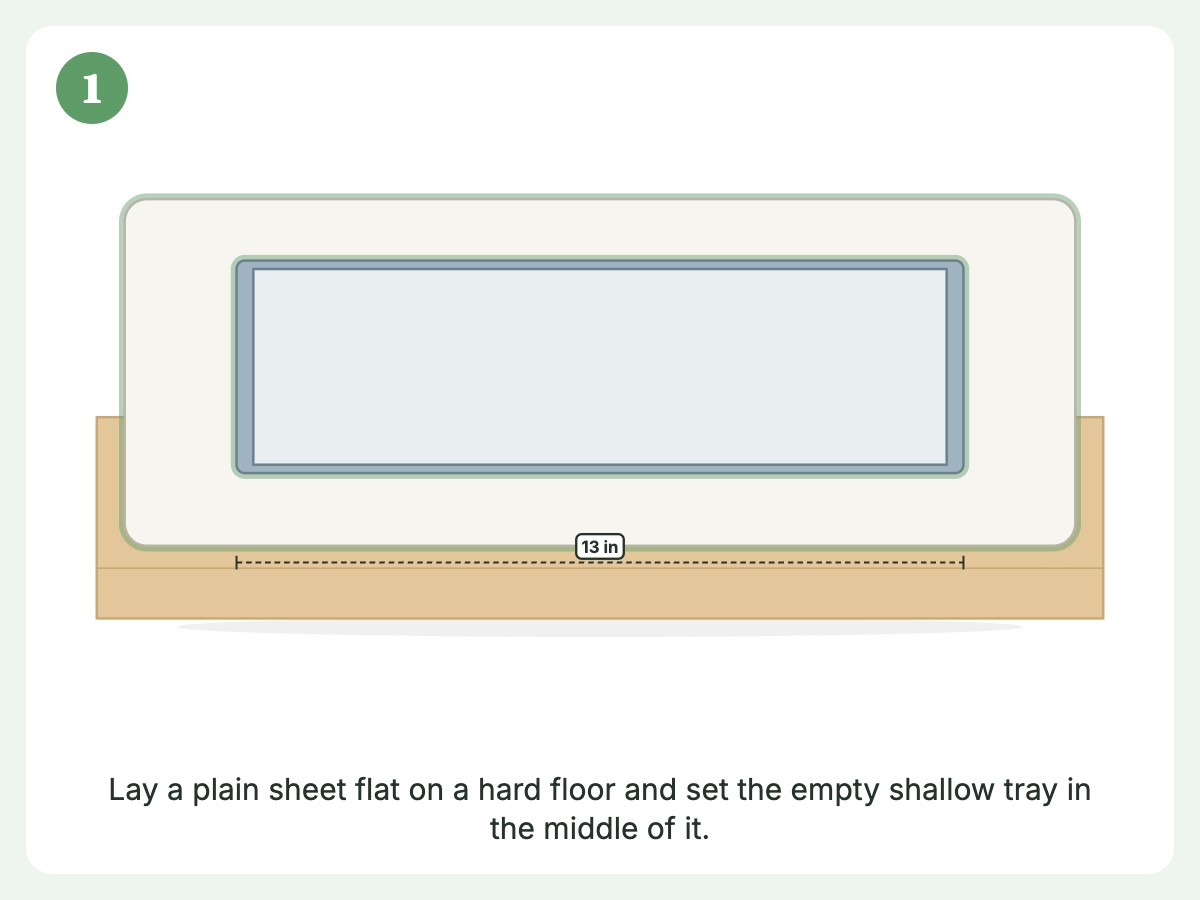 Step 1: Spread the sheet and set down the empty tray