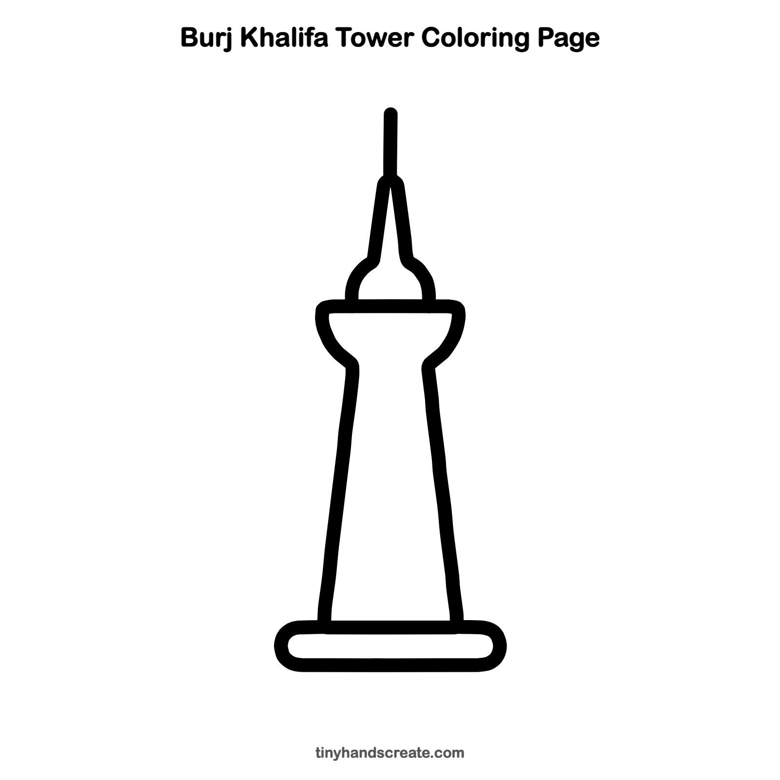 Free printable Burj Khalifa tower coloring page for kids