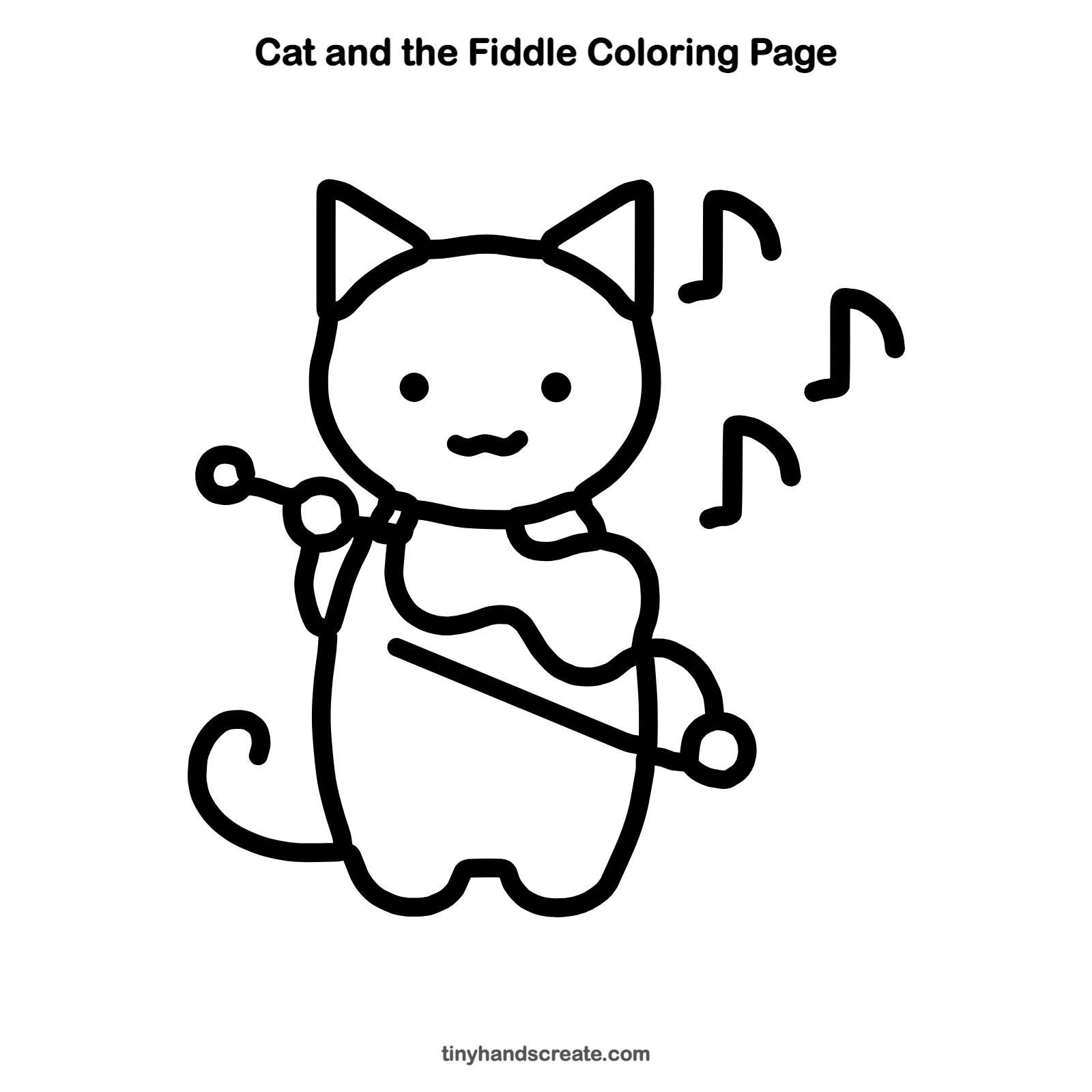 Free printable cat and the fiddle coloring page for kids