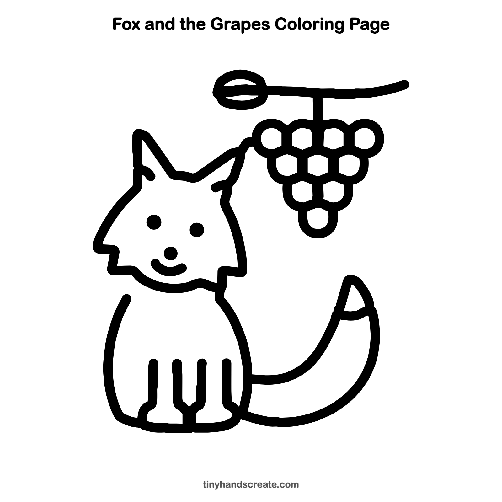 Free printable fox and the grapes coloring page for kids