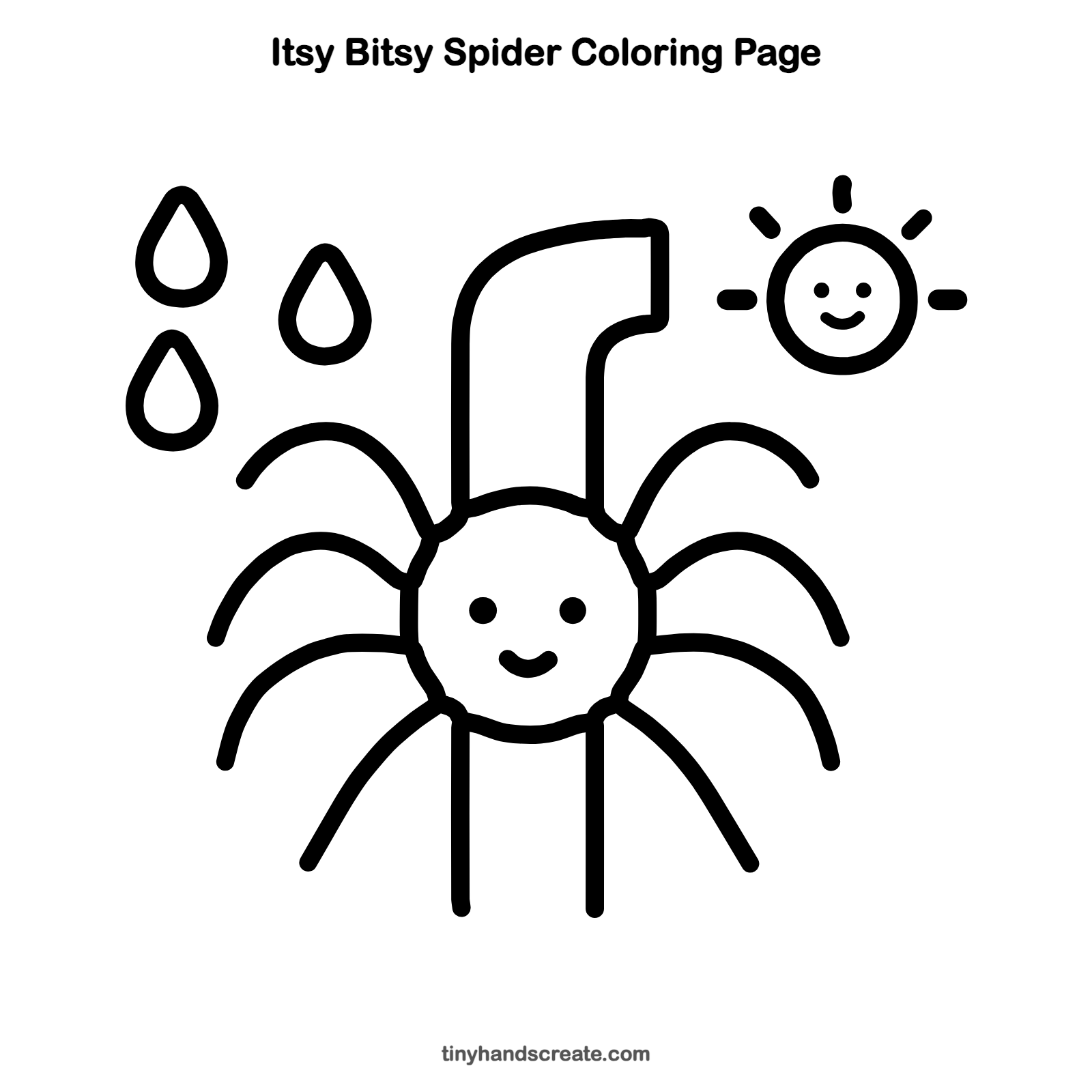 Free printable itsy bitsy spider coloring page for kids