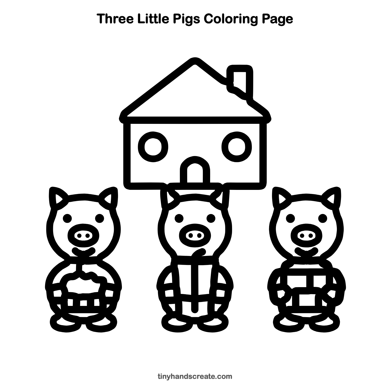 Free printable three little pigs coloring page for kids