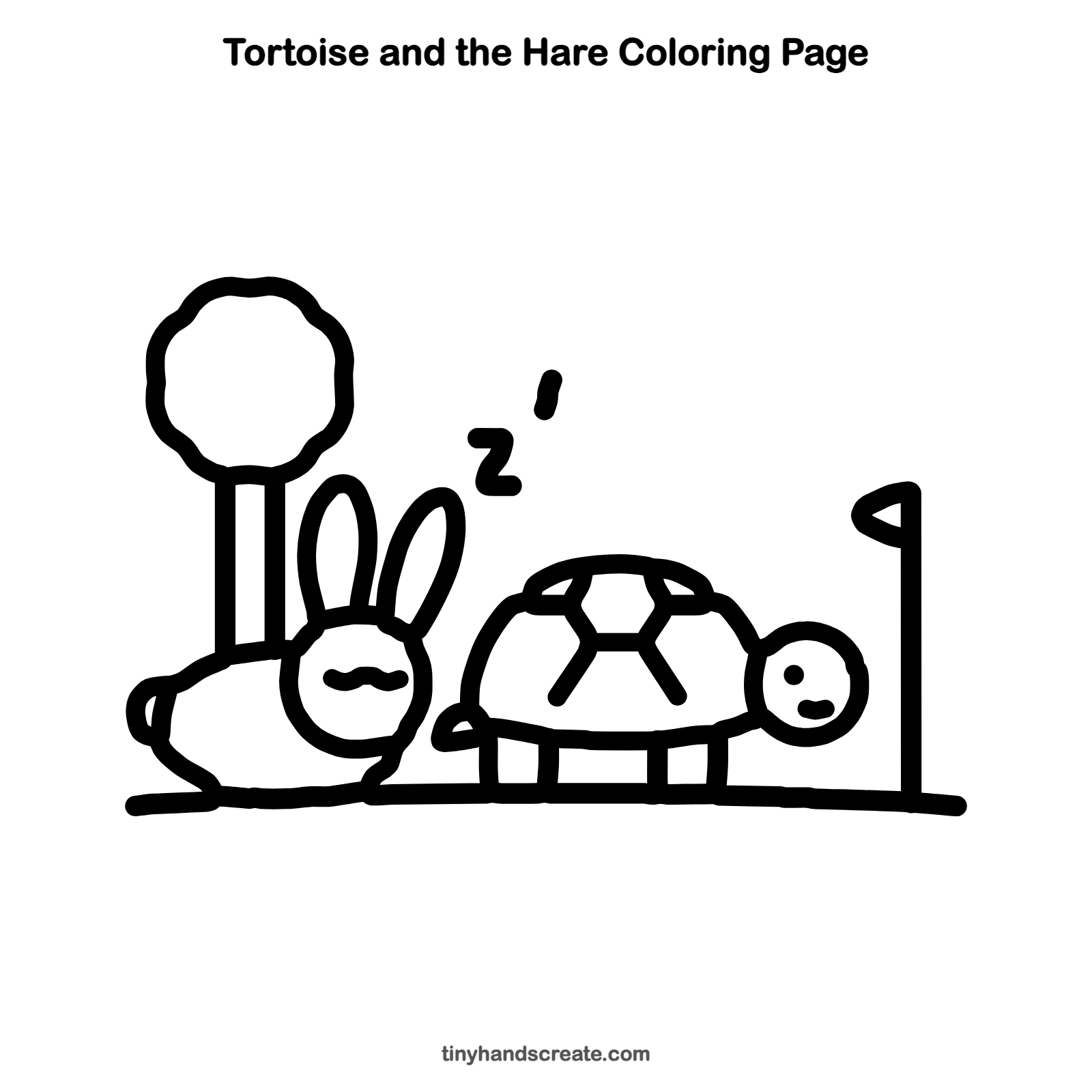 Free printable tortoise and the hare coloring page for kids