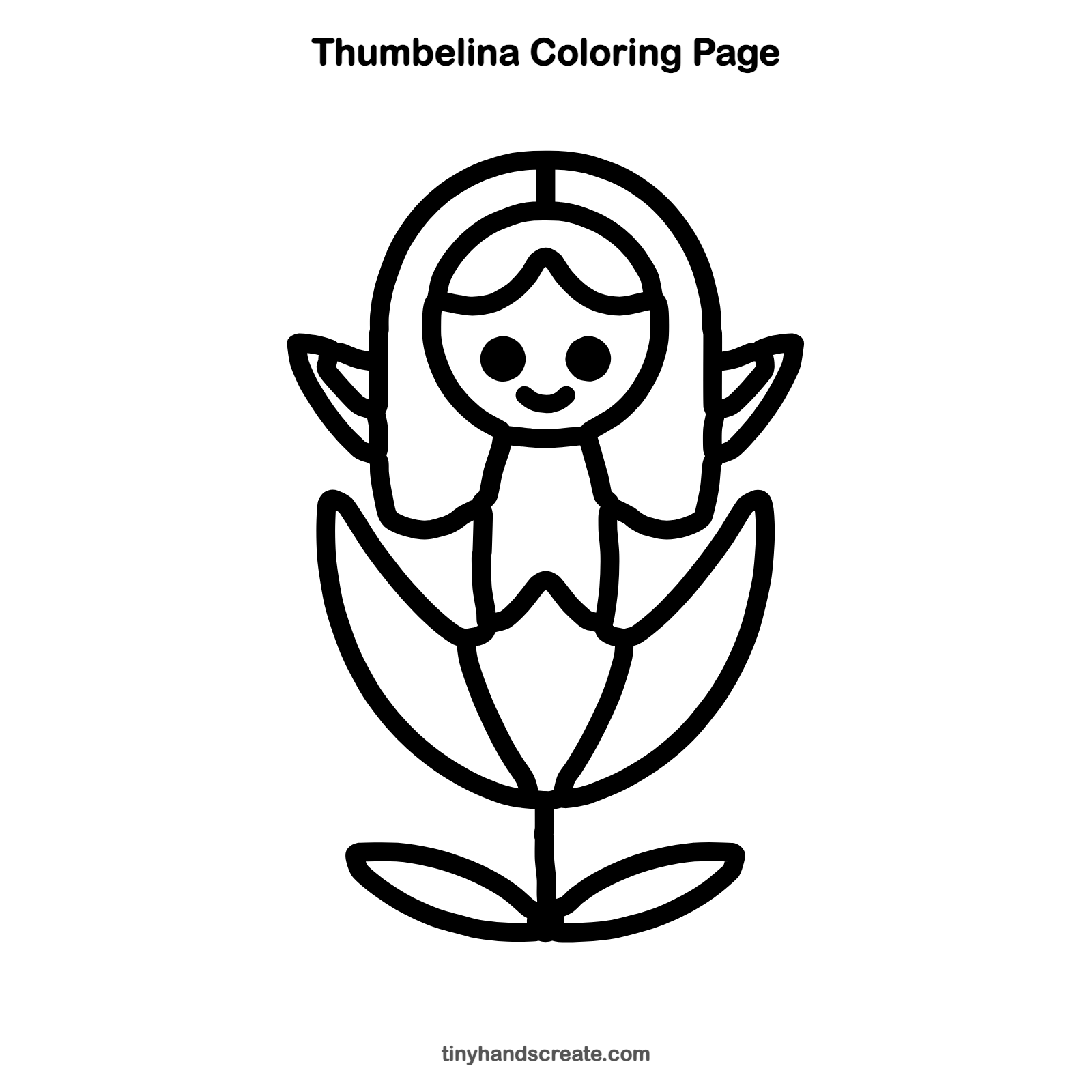 Free printable Thumbelina coloring page for kids