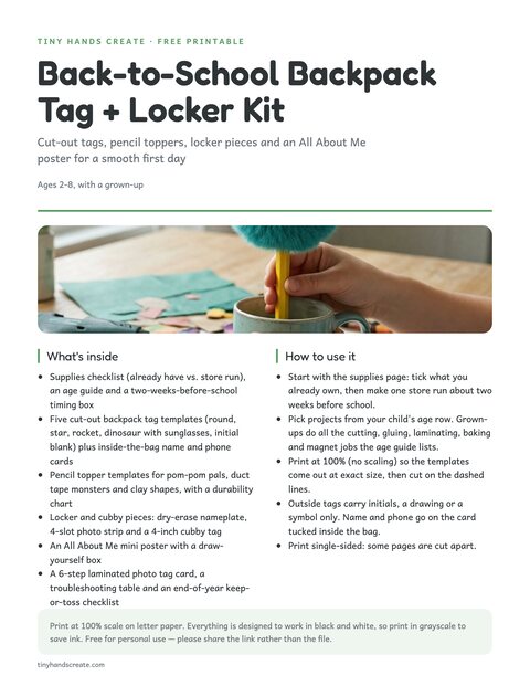Backpack Tag + Locker Decor Kit preview