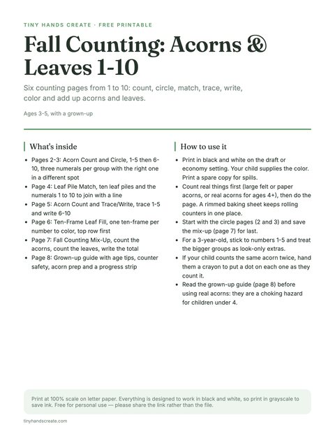 Fall Counting: Acorns & Leaves 1-10 preview