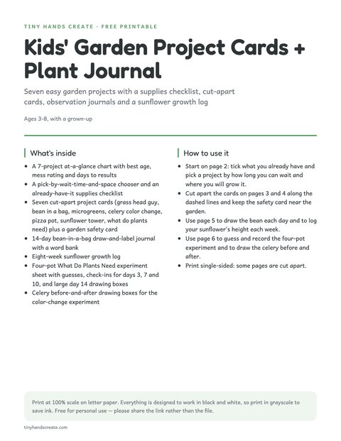 Kids' Garden Project Cards + Plant Journal preview