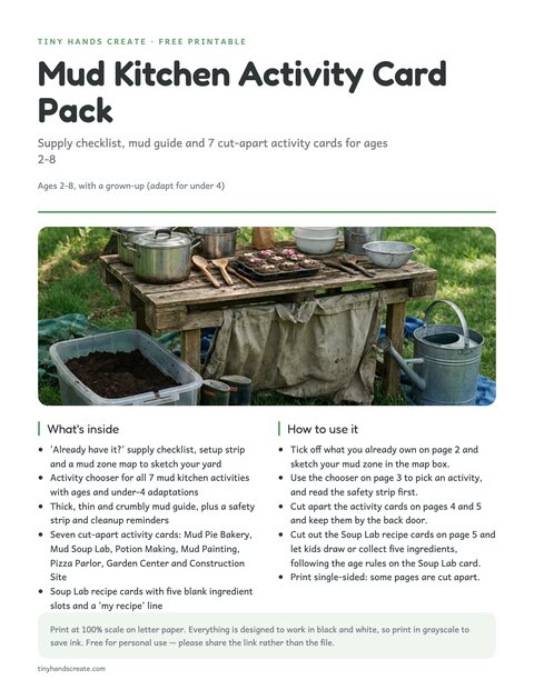 Mud Kitchen Activity Card Pack preview