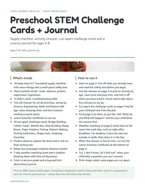 Preschool STEM Challenge Cards & Journal preview
