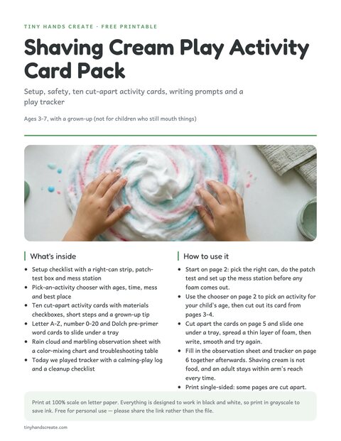 Shaving Cream Play Activity Card Pack preview
