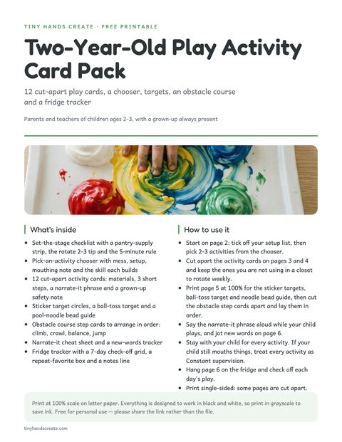 Two-Year-Old Play Activity Card Pack preview