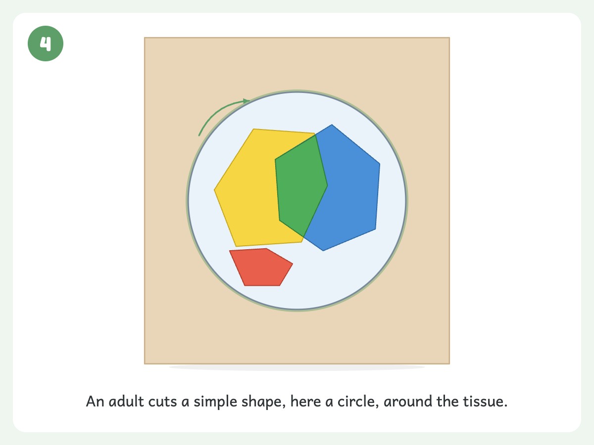 Step 4: Cut the sealed sheet into a shape with scissors (adult cuts for kids under about 4)