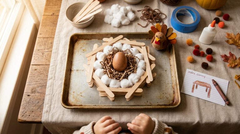 Turkey STEM Challenge for Preschoolers: Build a Nest