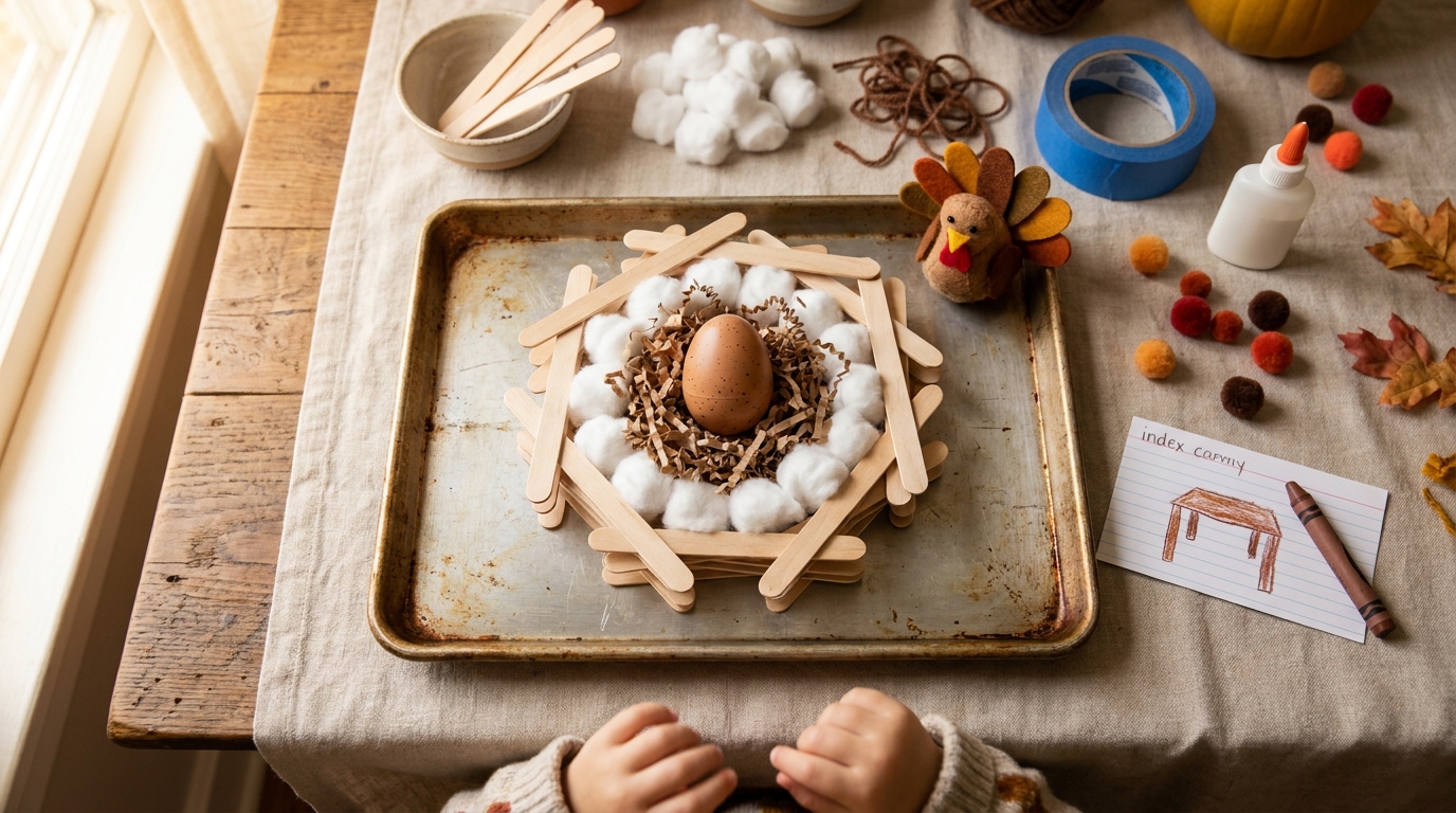 Turkey STEM Challenge for Preschoolers: Build a Nest