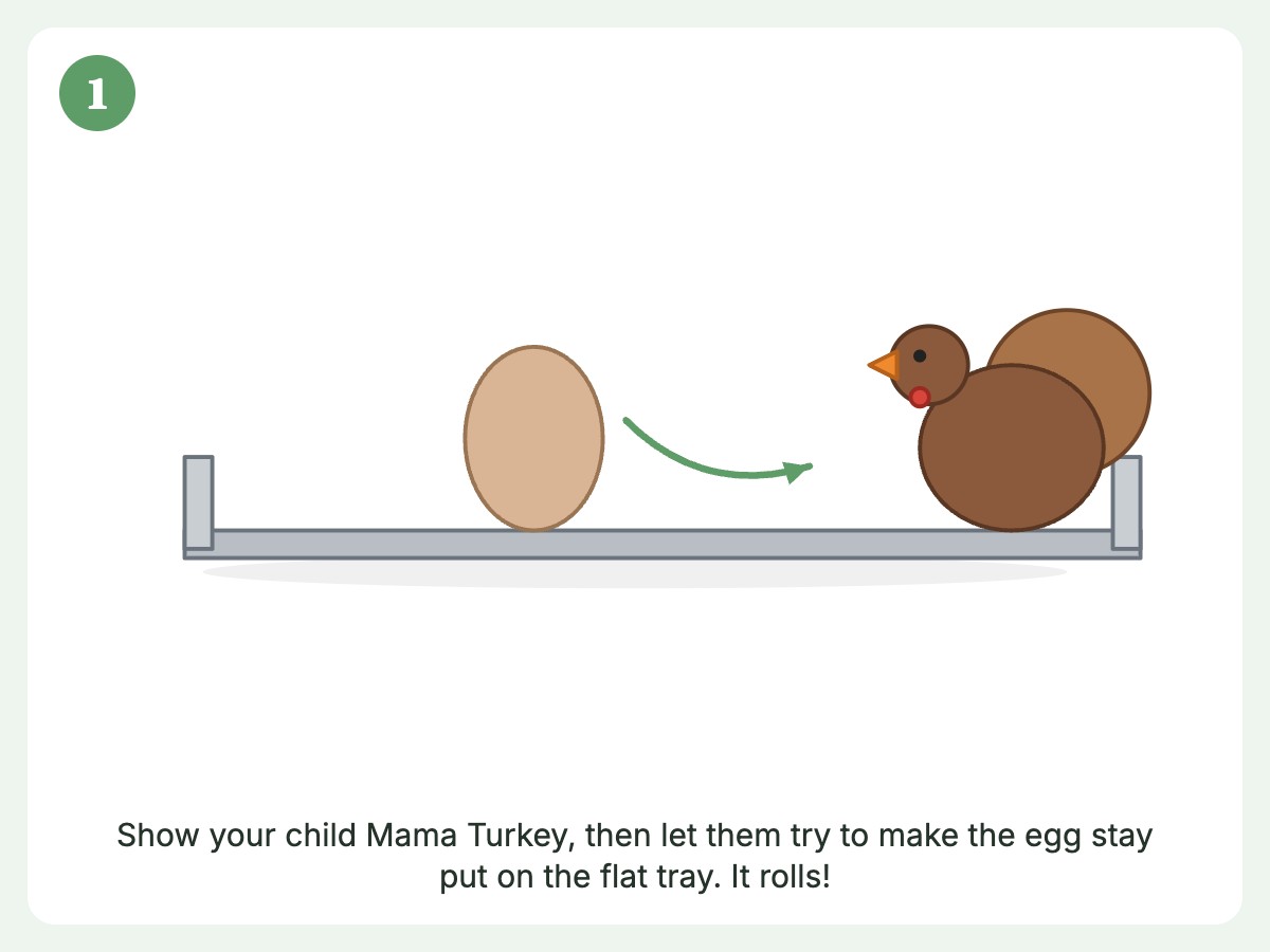 Step 1: Try to keep the egg still on a flat tray