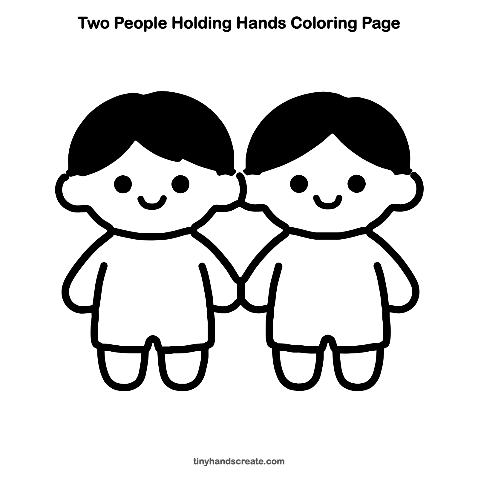 Free printable two people holding hands coloring page for kids