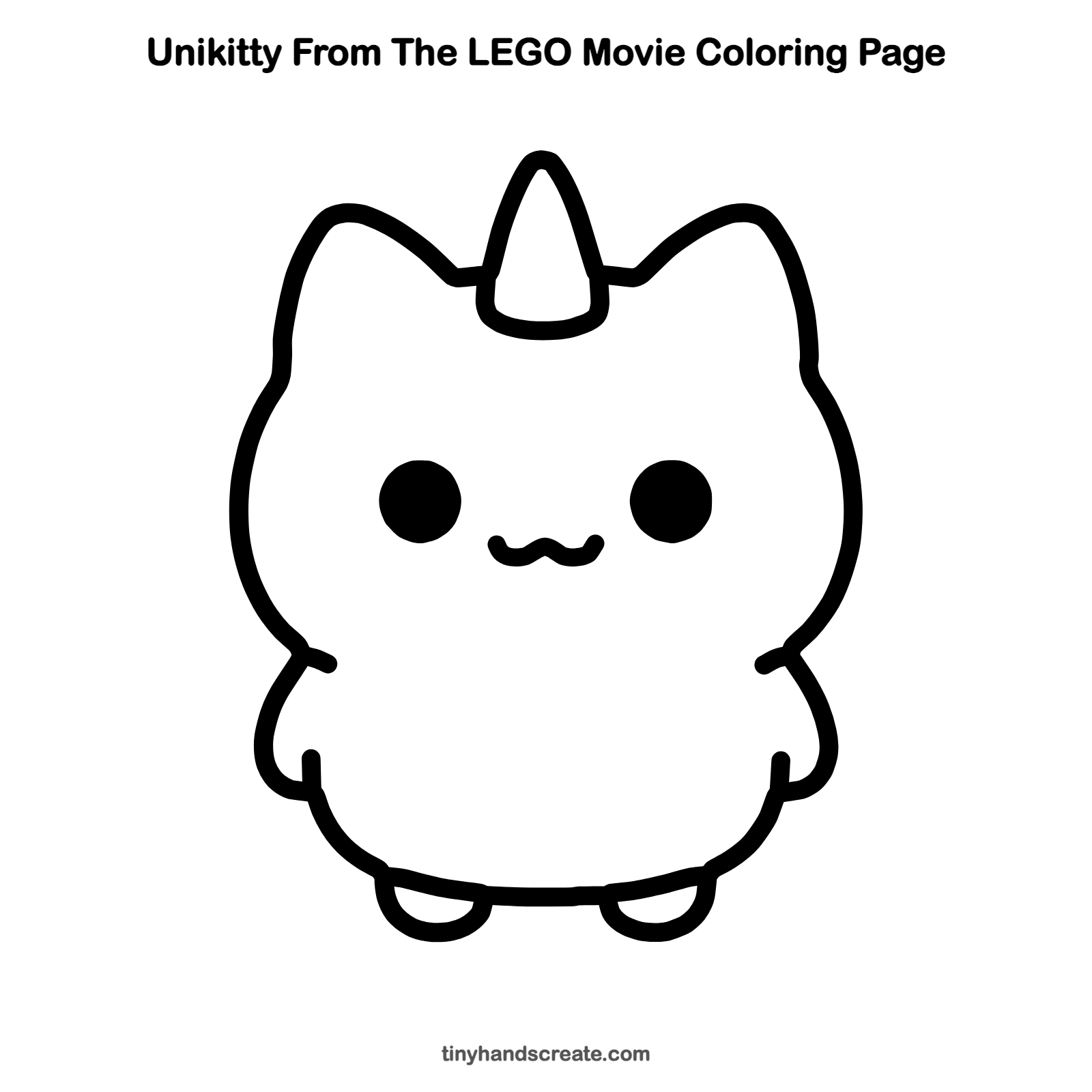 Free printable Unikitty from The LEGO Movie coloring page for kids