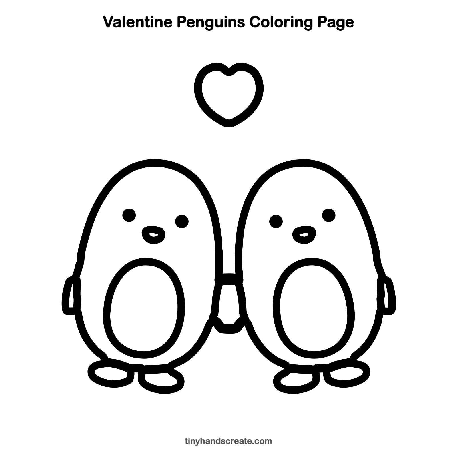 Free printable Valentine penguins coloring page for kids